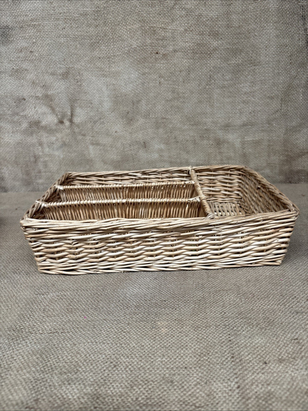 Vintage Cutlery Organiser - Wicker - Farmhouse