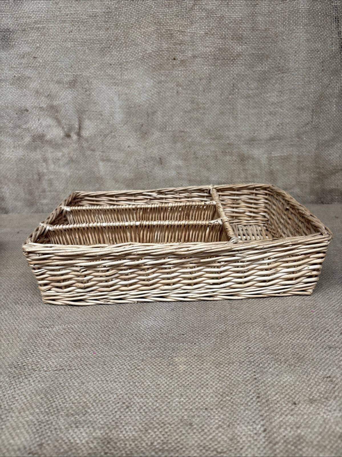 Vintage Cutlery Organiser - Wicker - Farmhouse