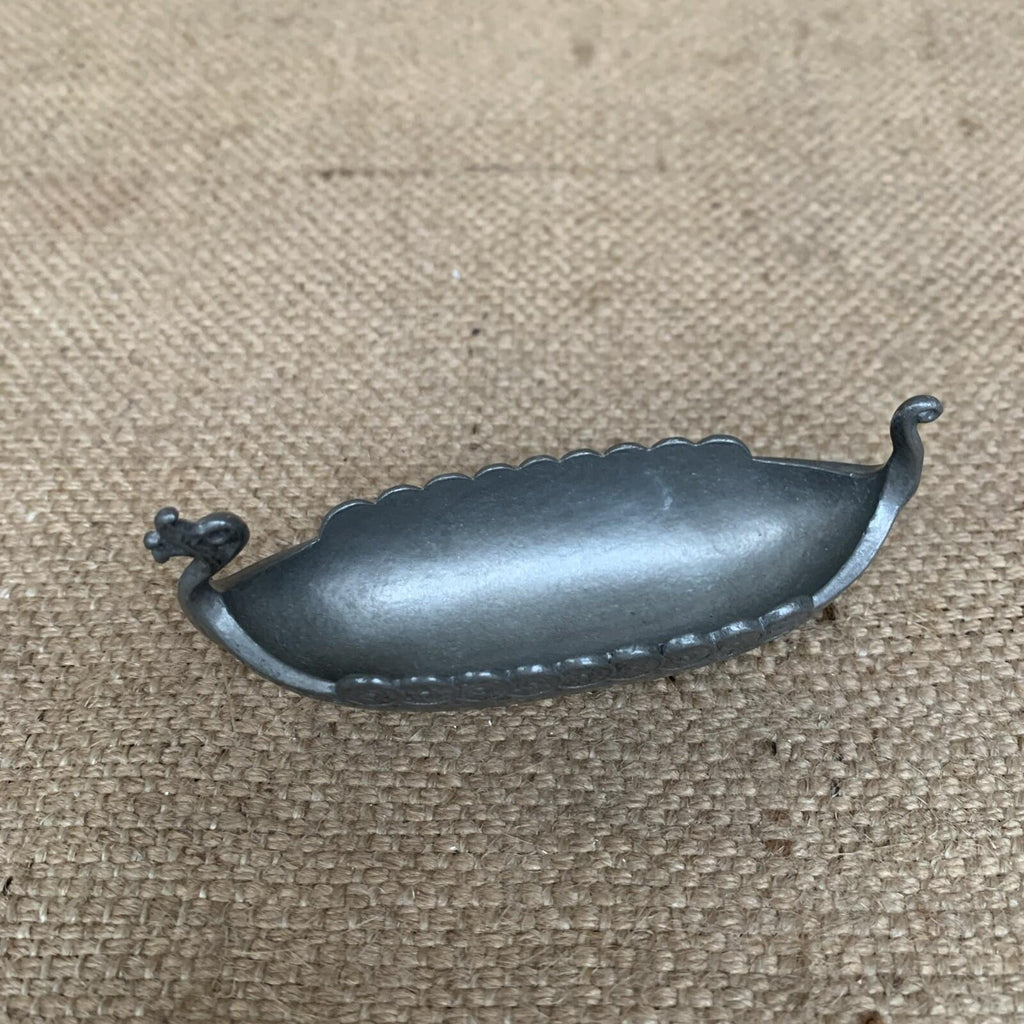 Norwegian Pewter Viking Ship Salt Cellar Holder 'Handstøpt'