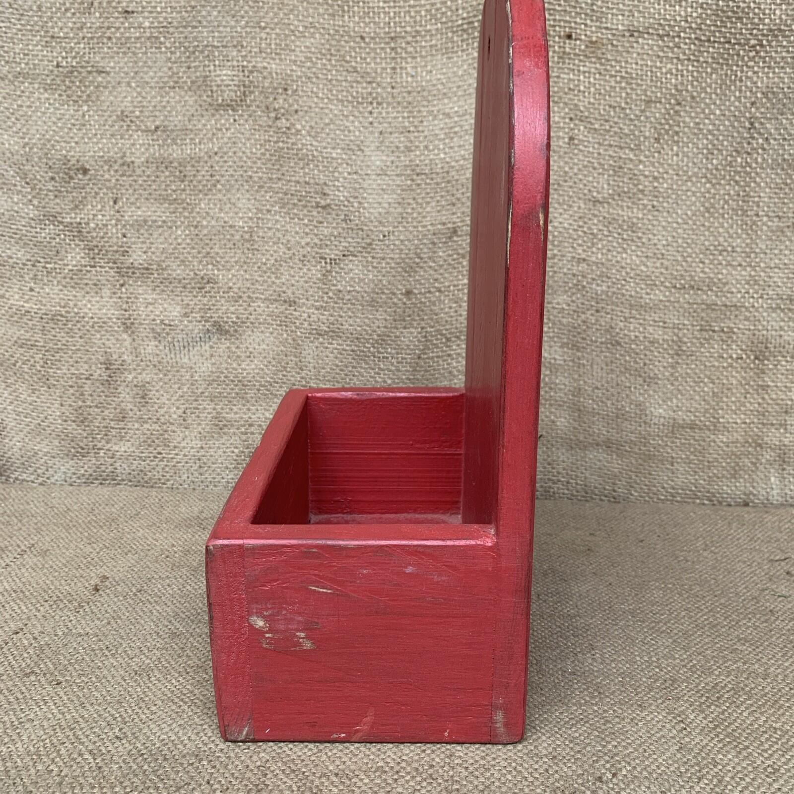 Rustic Wall Box - Worn Red Painted Pine - Farmhouse - Cottage