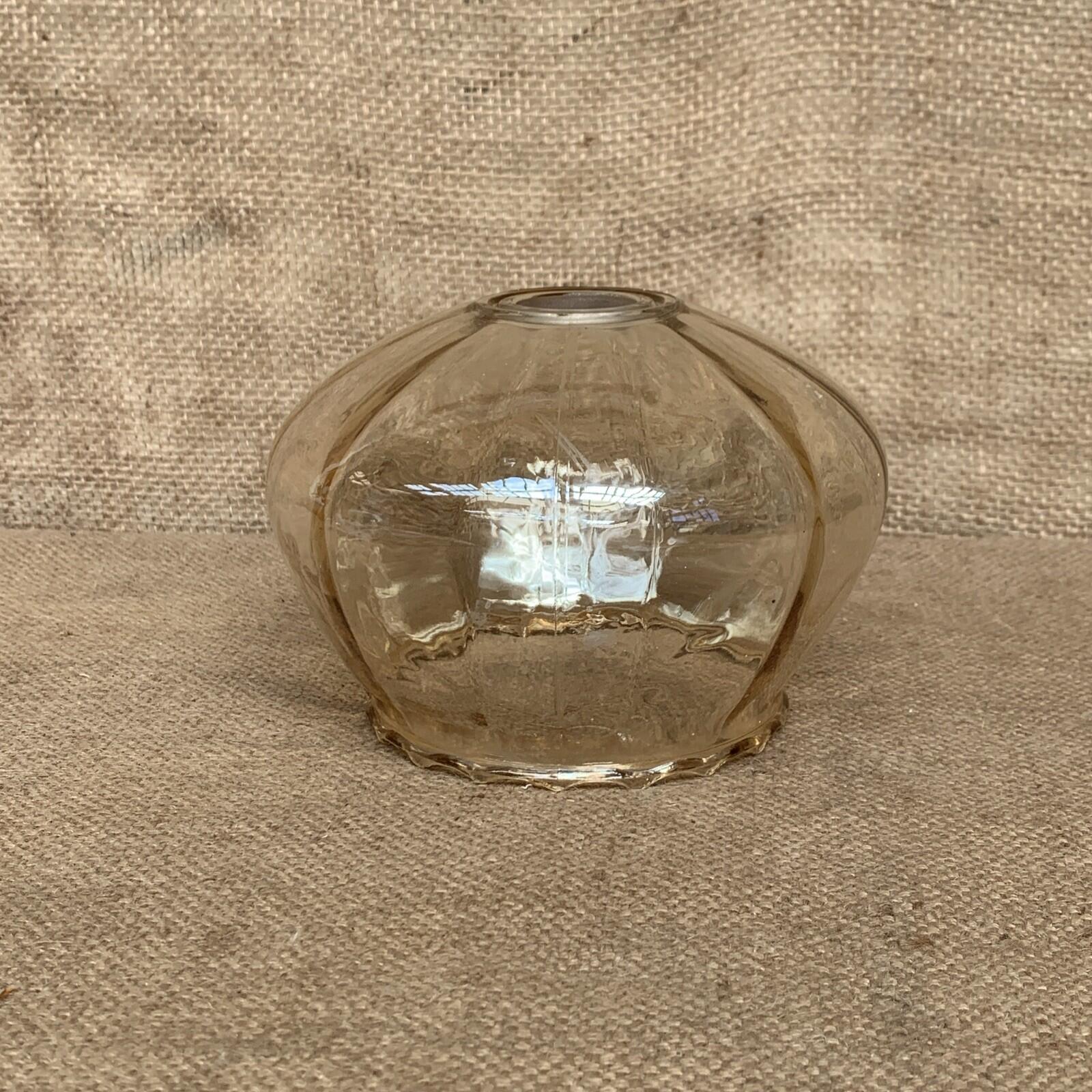 Vintage Amber Glass Internal Iridescent Scallop Lamp Shade