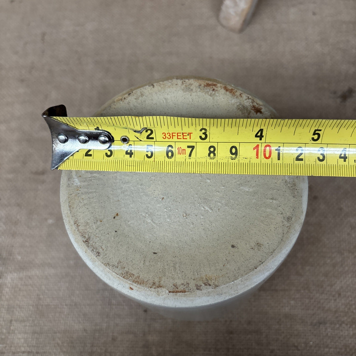 Vintage Stoneware Jar / Utensil Holder /  Two Tone Farmhouse Kitchen