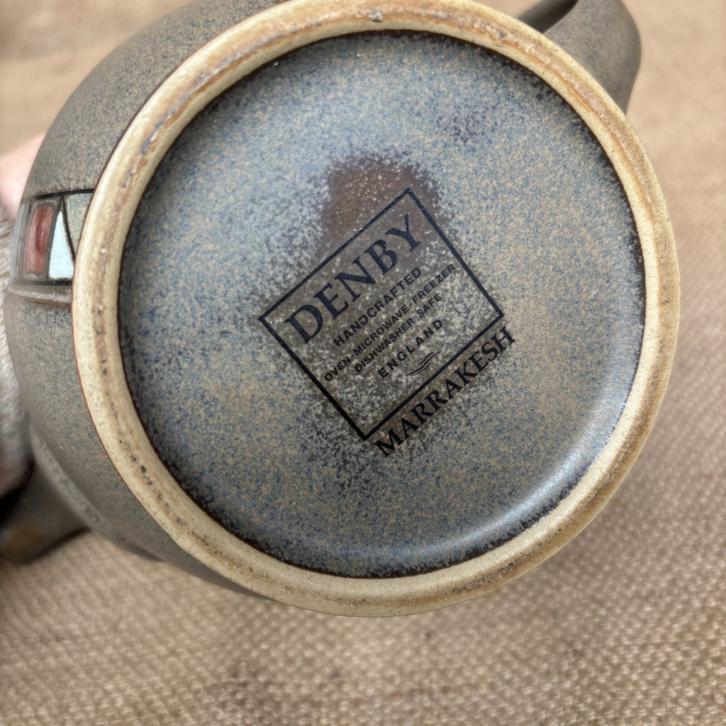 Denby Marrakesh Teapot 1 Litre. 2 Pints. Second. Grey/ Brown, Colourful Pattern