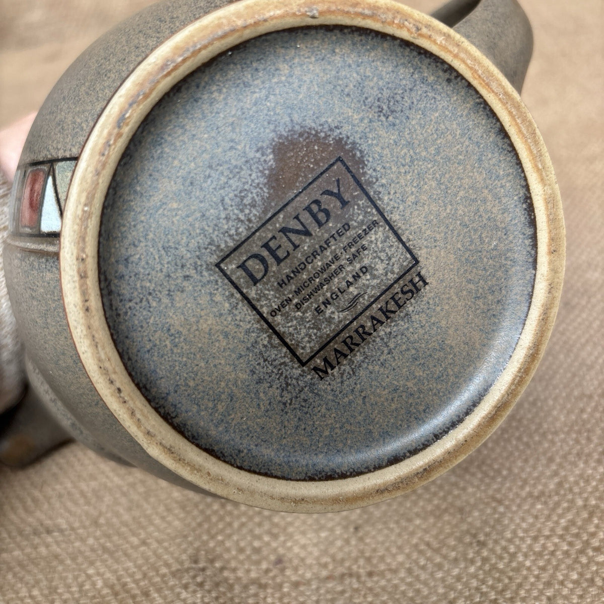 Denby Marrakesh Teapot 1 Litre. 2 Pints. Second. Grey/ Brown, Colourful Pattern