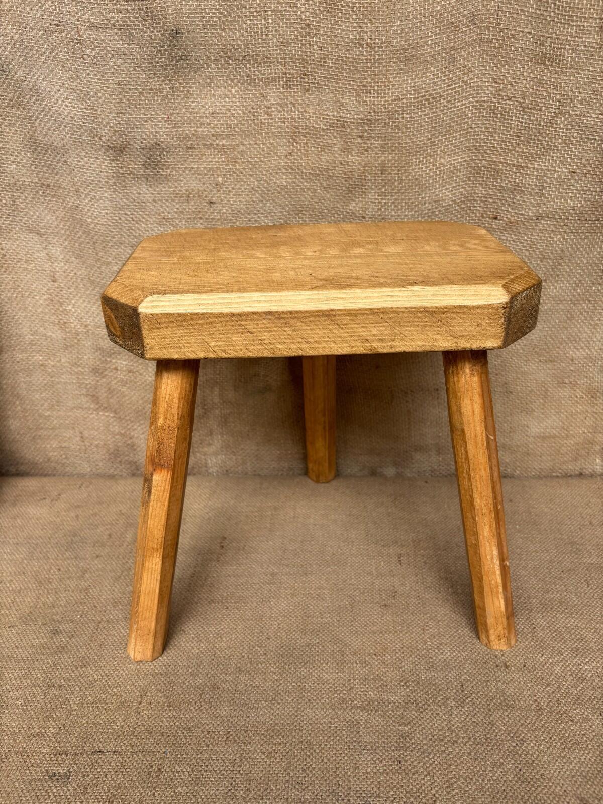 Waxed Pine Stool - Farmhouse - Cottage - Plant Stand - Milking Stool