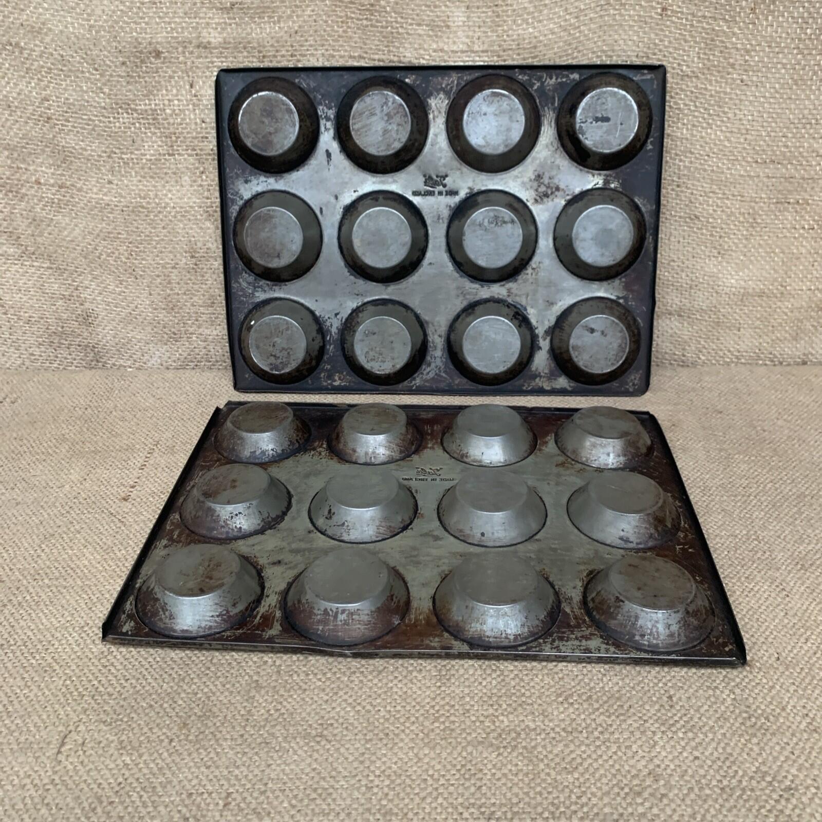 Vintage Tala Metal Muffin / Mince Pie / Tart Baking Tin X 2 - Kitchenalia