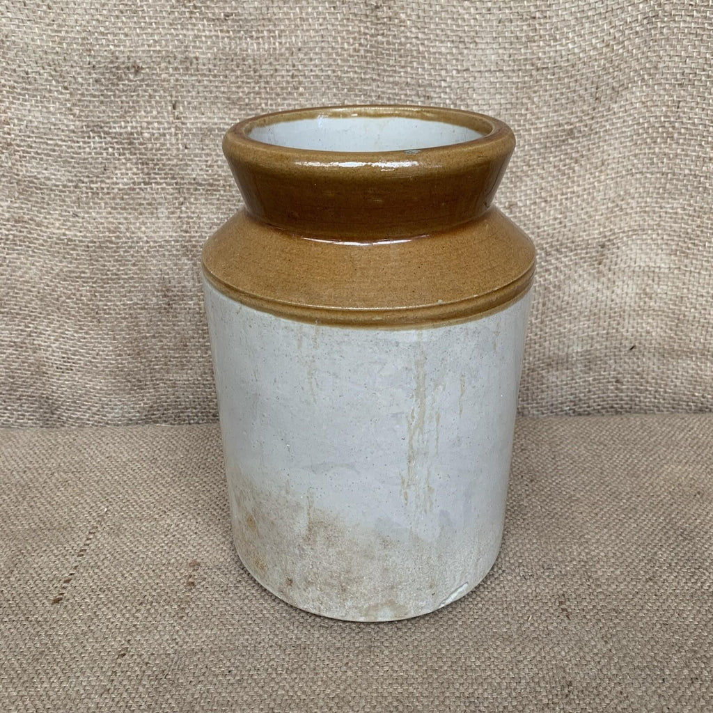 Vintage Stoneware Jar / Utensil Holder / Pickling Farmhouse Kitchen 21cm