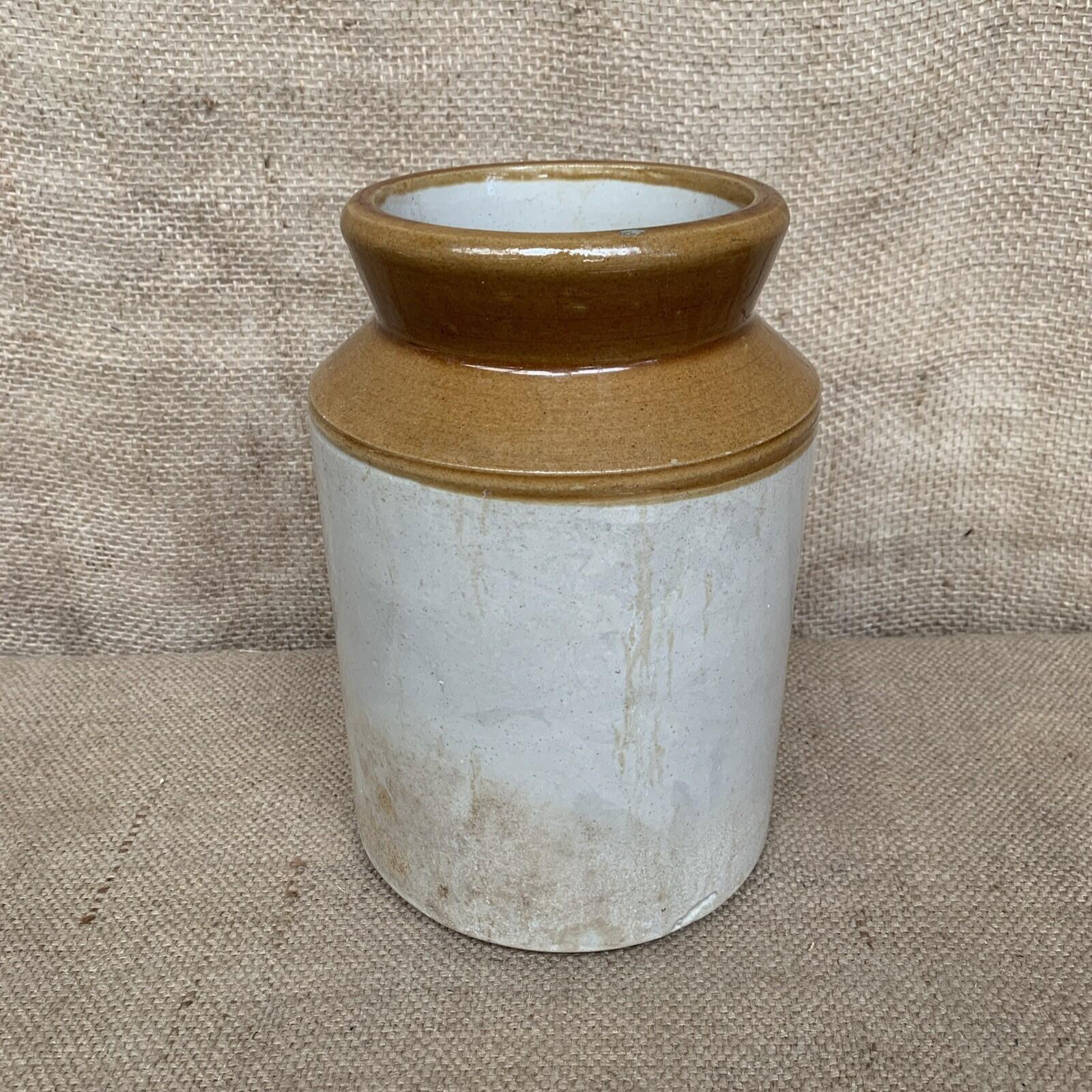 Vintage Stoneware Jar / Utensil Holder / Pickling Farmhouse Kitchen 21cm