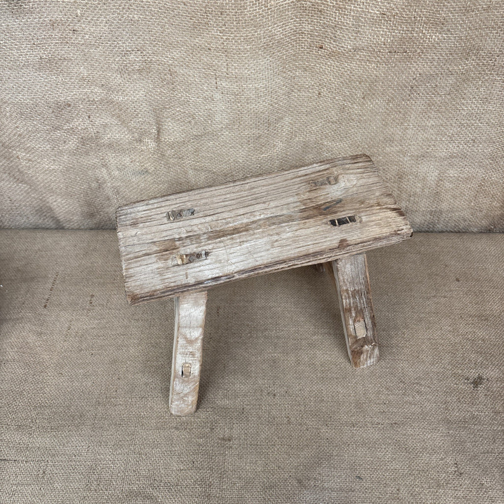 Small Rustic Hand Made Wooden Stool Plant Stand