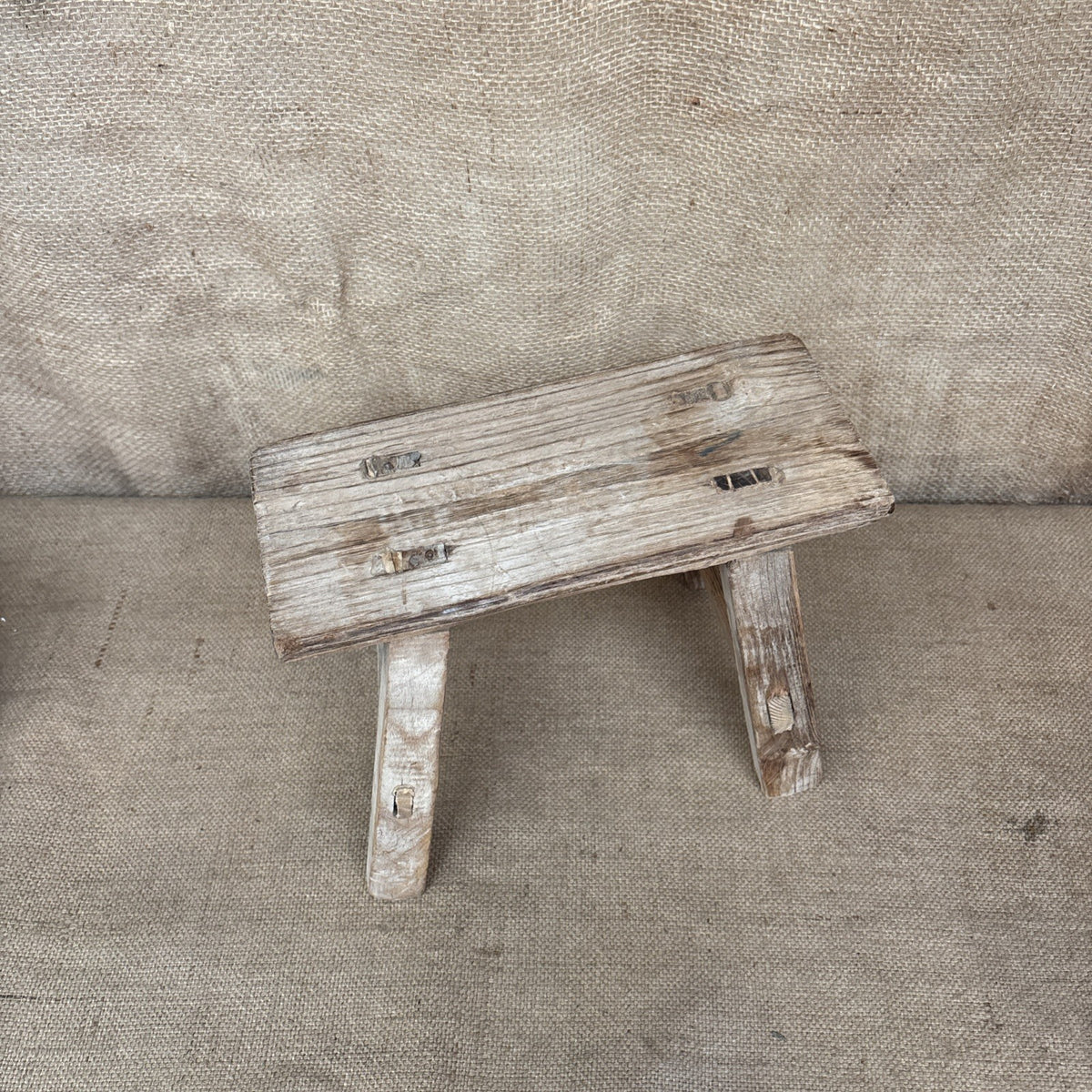 Small Rustic Hand Made Wooden Stool Plant Stand