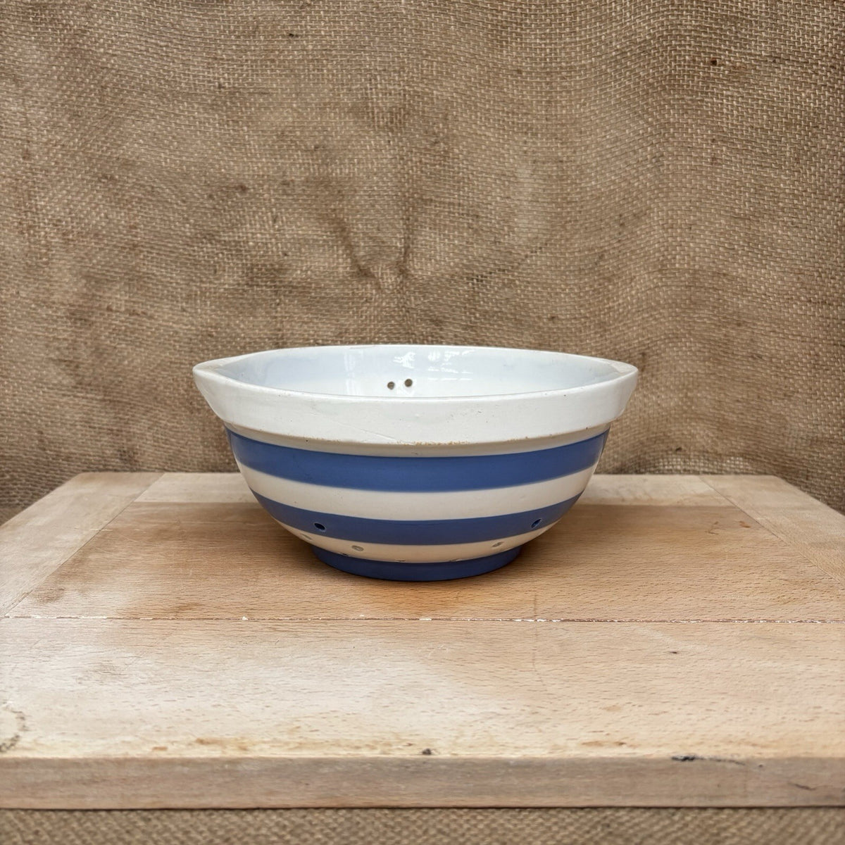 T G Green Cornishware Colander Blue And White - Vintage - Rare