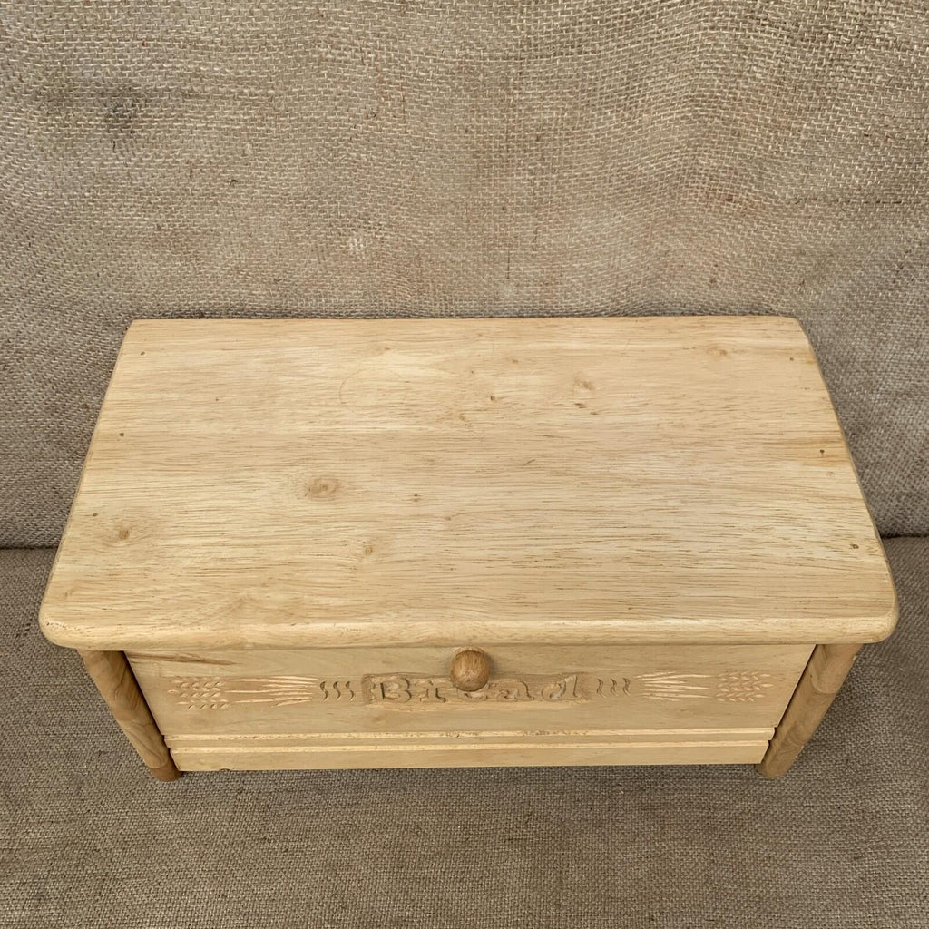 Carved Wooden Bread Bin - Drop Down Front - Farmhouse - Cottage - Bread Box