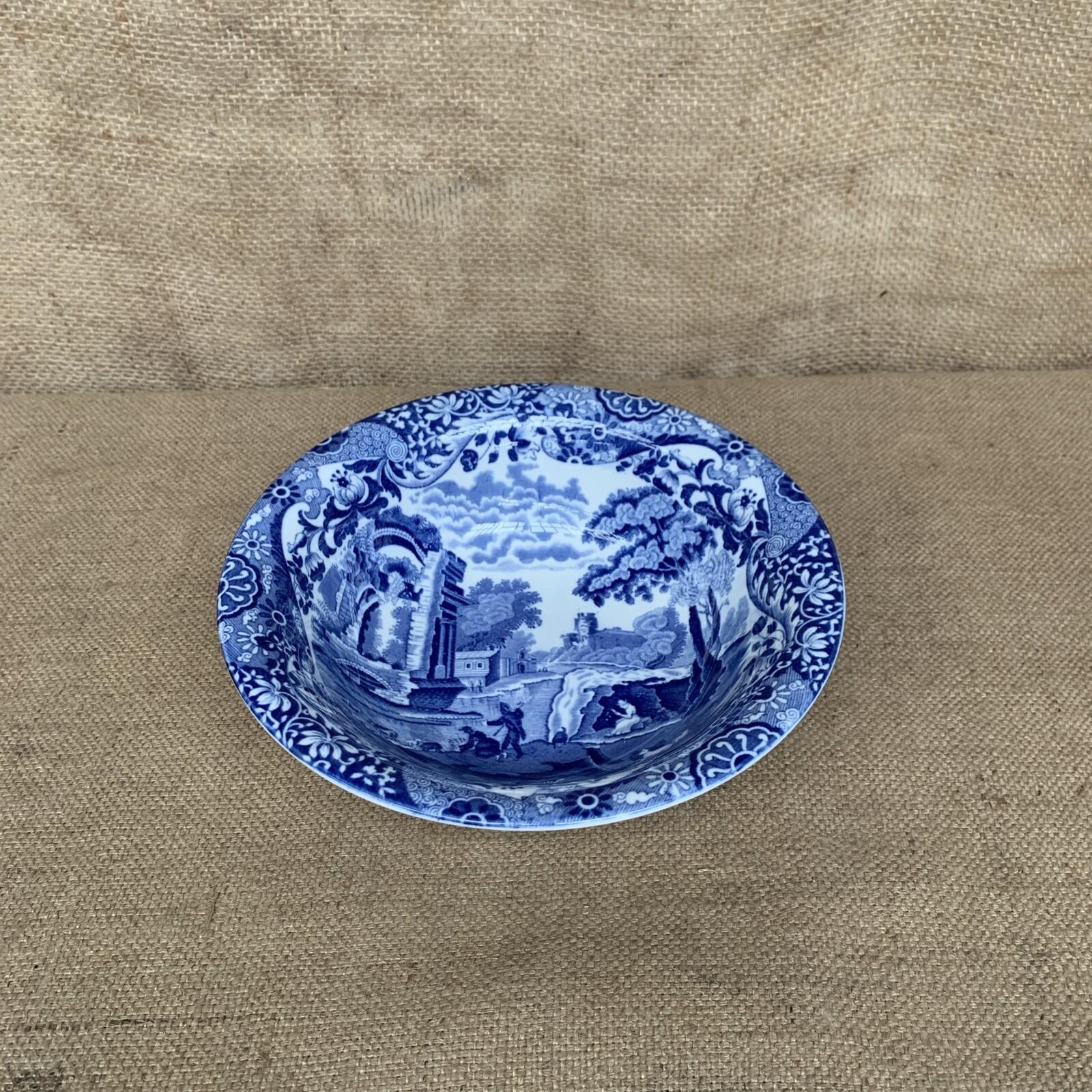 Spode Italian Large Blue And White Bowl - Farmhouse Cottage Fruit Bowl