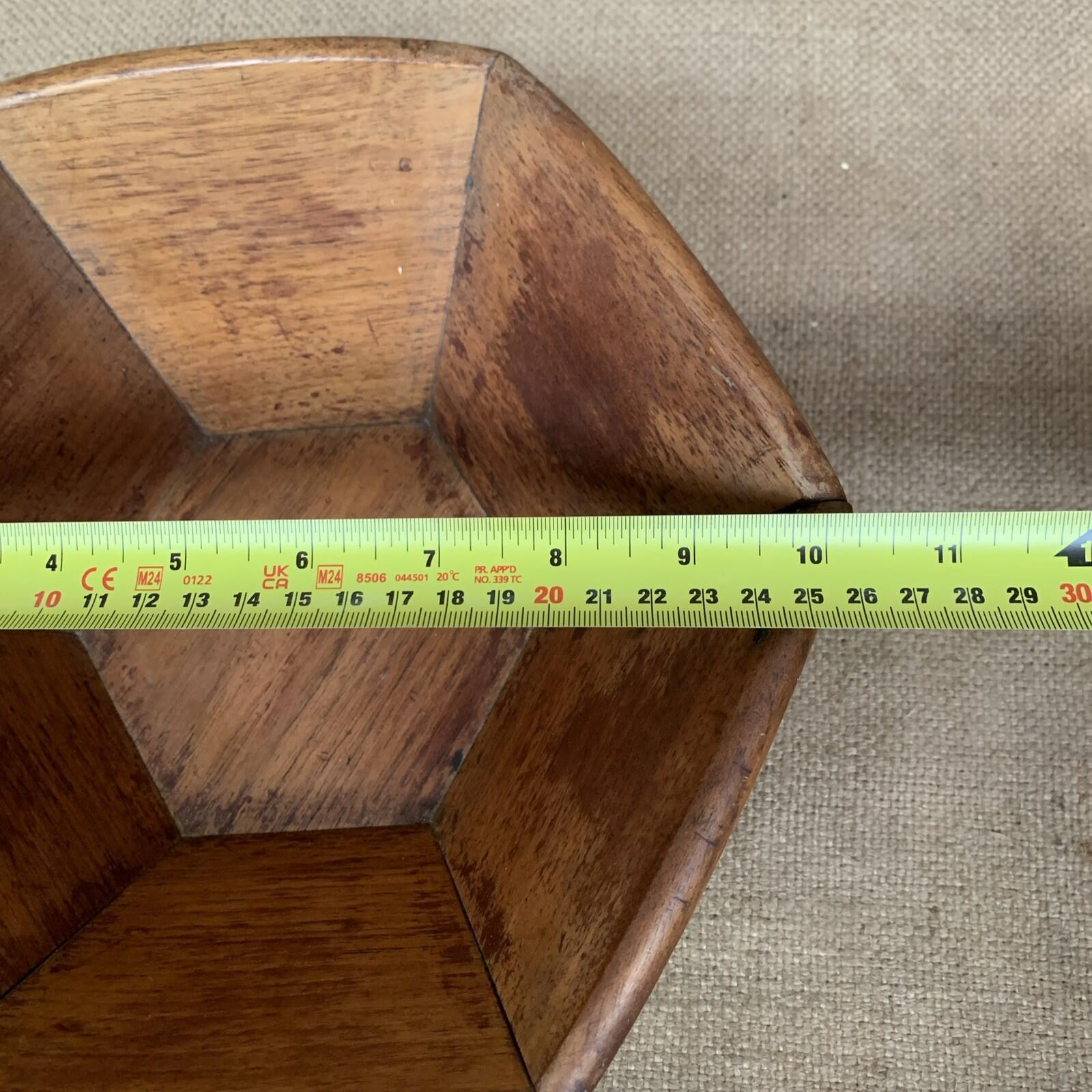 Vintage Hexagon Wooden Bowl - Farmhouse - Cottage
