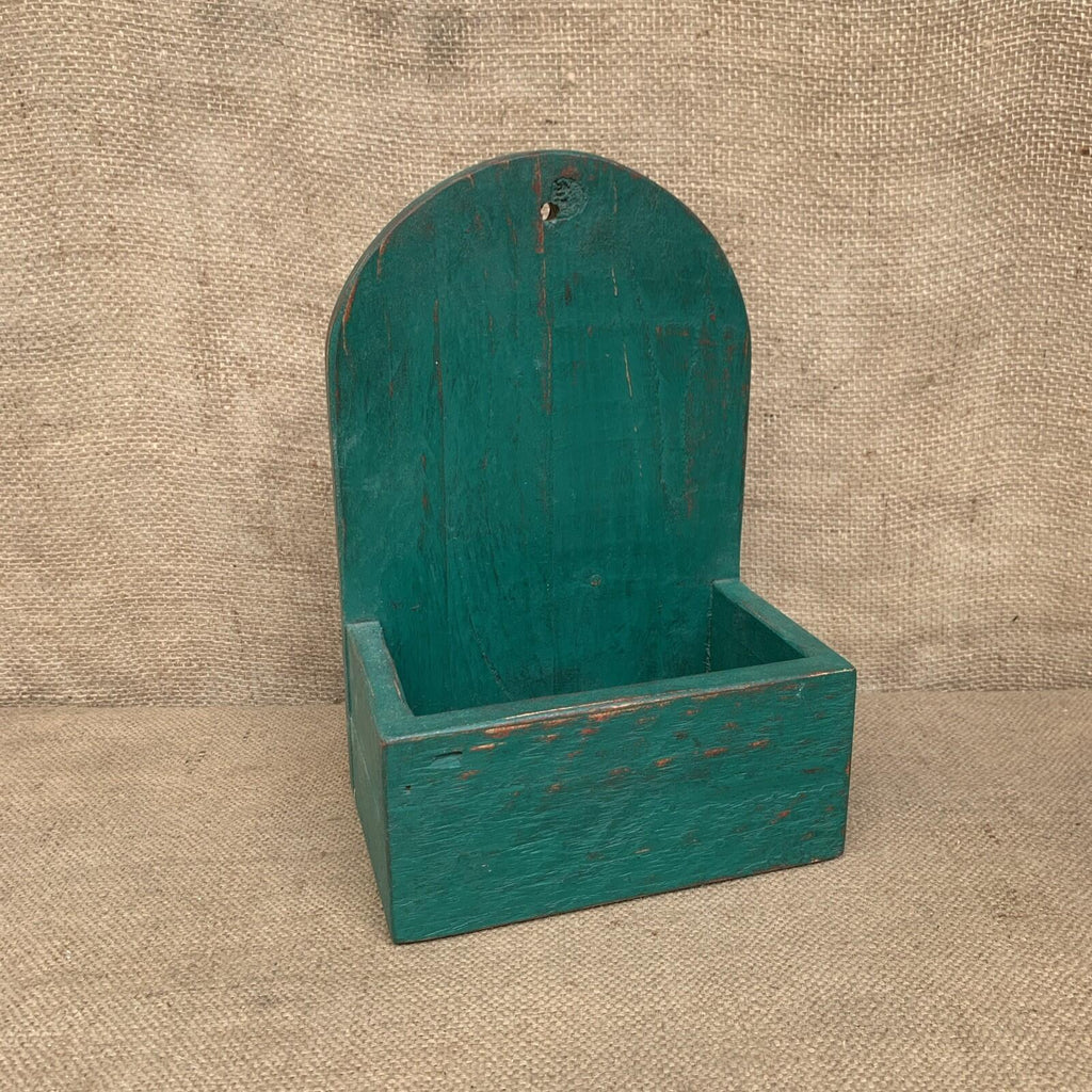 Rustic Wall Box - Worn Dark Green Painted Pine - Farmhouse - Cottage