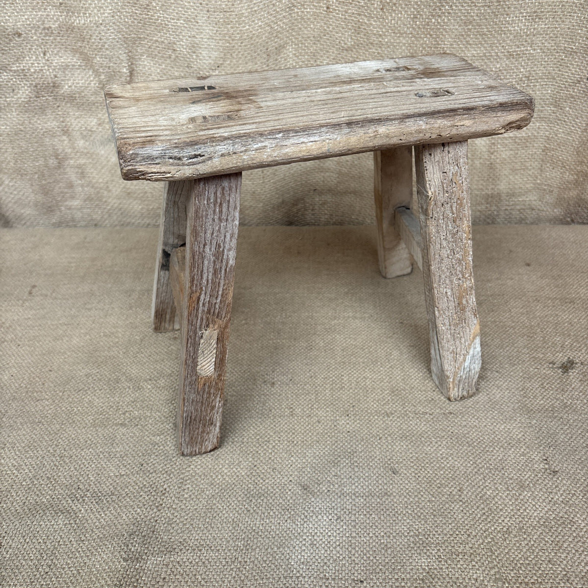 Small Rustic Hand Made Wooden Stool Plant Stand