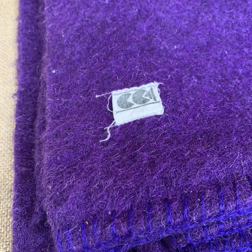 CC41 1940s Purple wool blanket WW2 Era homeware bed 160cm X 200cm #2