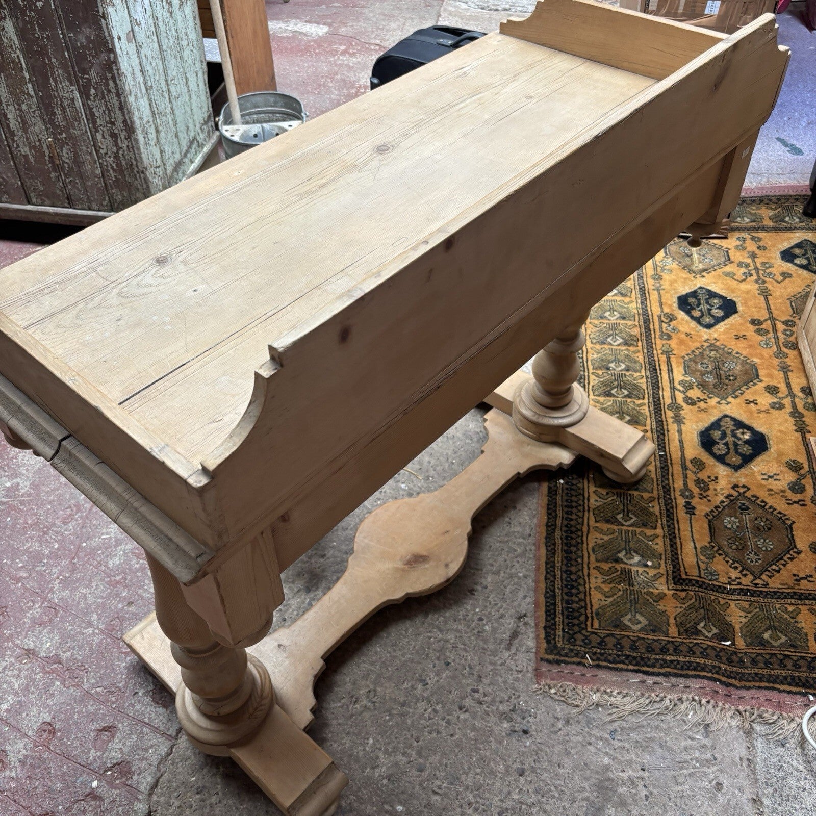 Antique Pine Writing Table / Washstand With Drawer Farmhouse - Cottage
