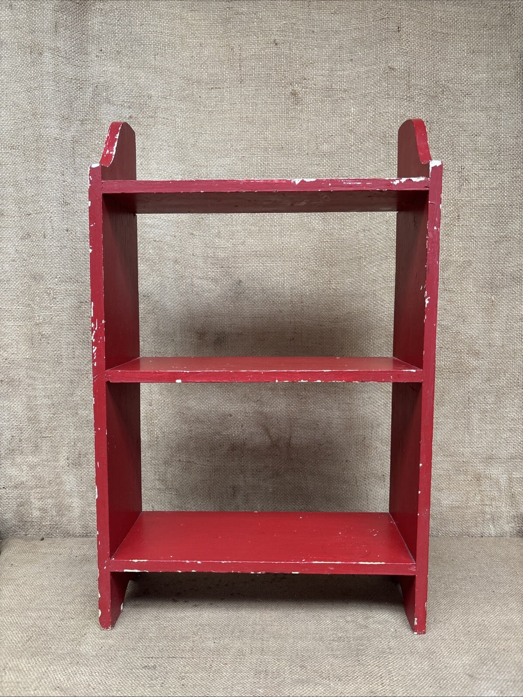 Vintage Chippy Painted Small Freestanding Shelves - Red - White - Farmhouse