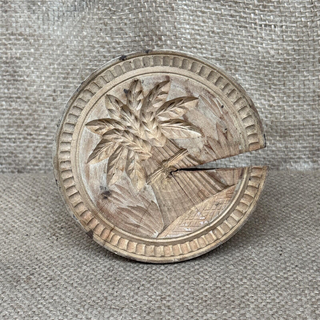 Vintage Carved Butter Stamp Wheatsheaf - Large - Kitchenalia - Farmhouse Dairy