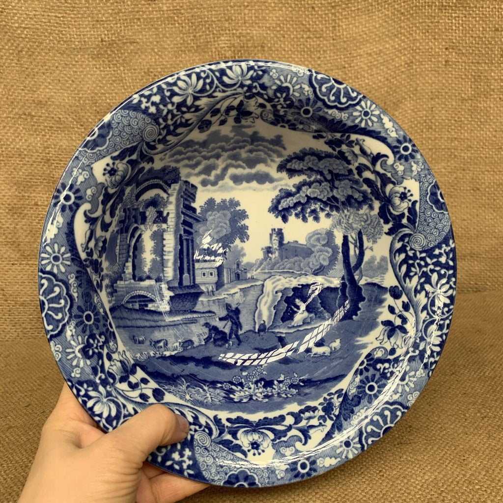 Spode Italian Large Blue And White Bowl - Farmhouse Cottage Fruit Bowl