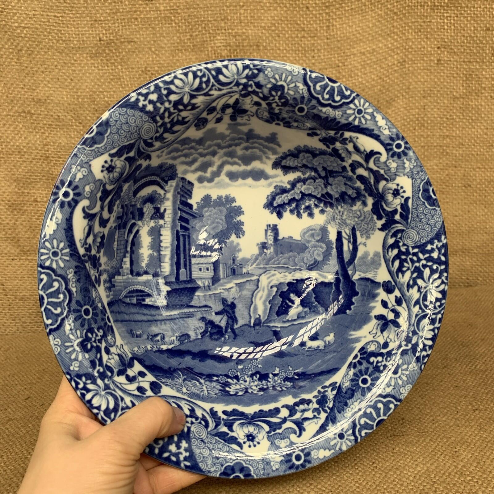 Spode Italian Large Blue And White Bowl - Farmhouse Cottage Fruit Bowl