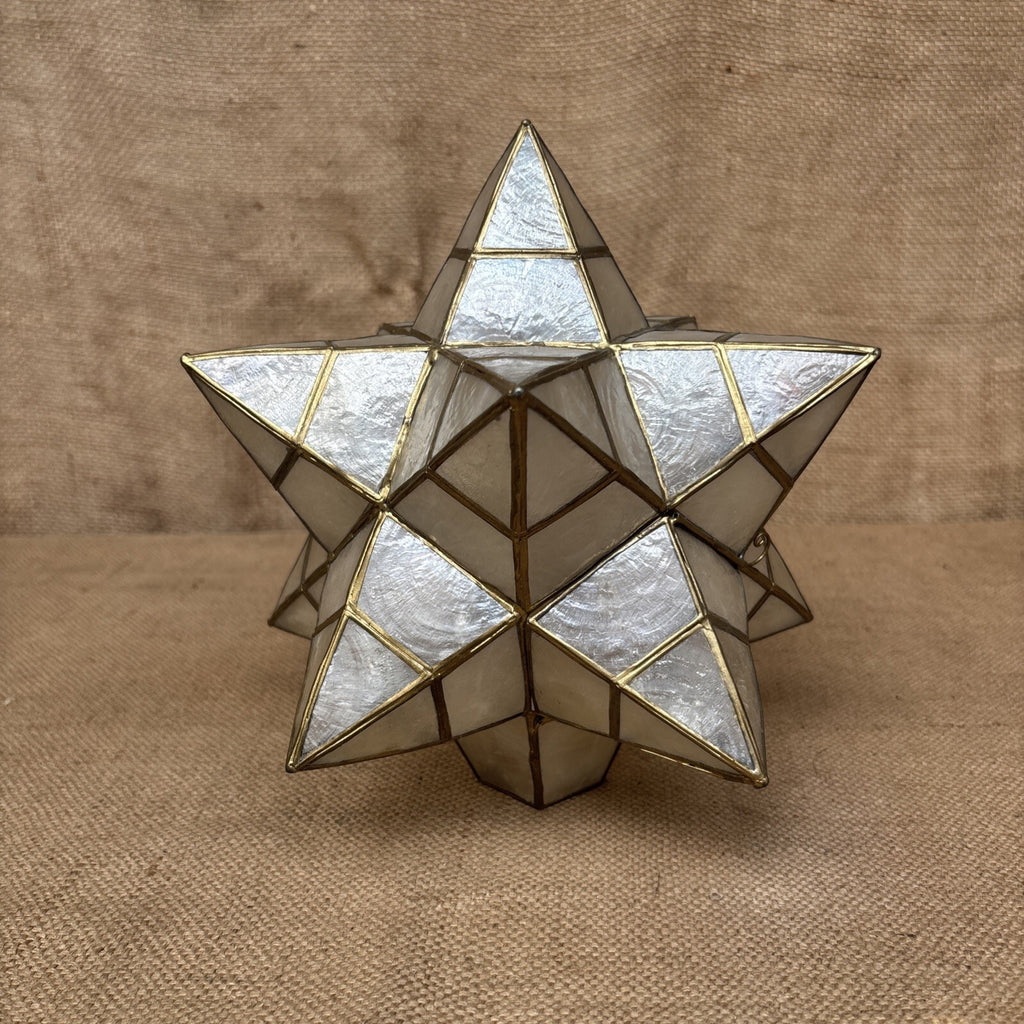 Capiz shell star pendant lampshade - Large - Vintage - Celestial - Gold