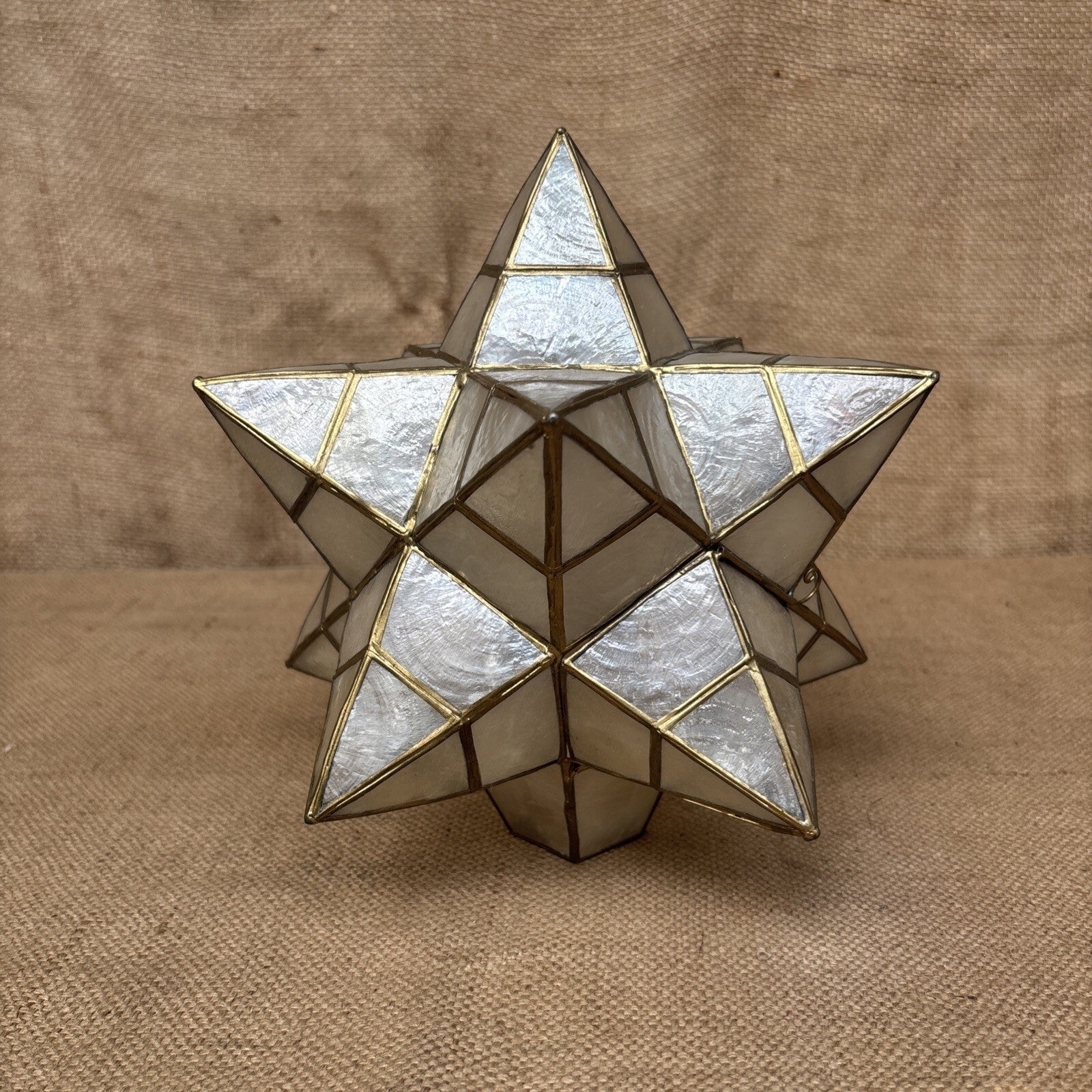 Capiz shell star pendant lampshade - Large - Vintage - Celestial - Gold