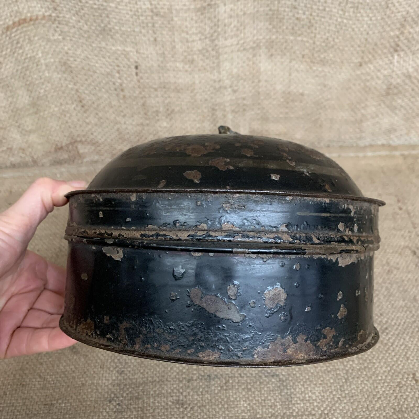 Antique Toleware Round Spice Box - Kitchenalia - Farmhouse