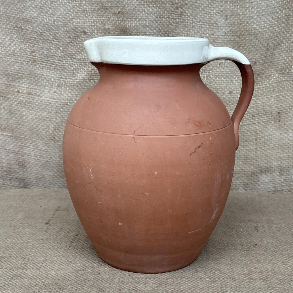 Royal Barum Ware Terracota Jug Large - Half Glazed Rustic Vase - Farmhouse