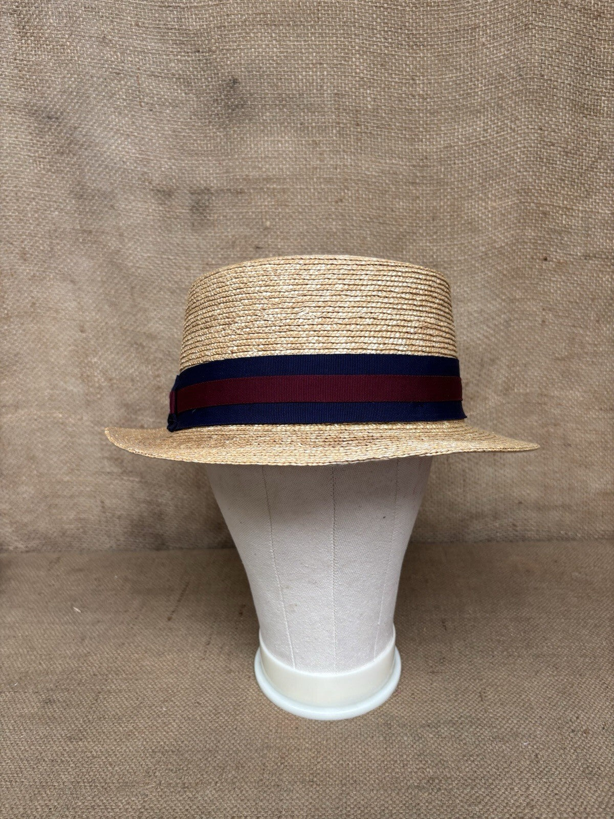 Jaxon & James Straw Boater Hat With Striped Band - Vintage Style