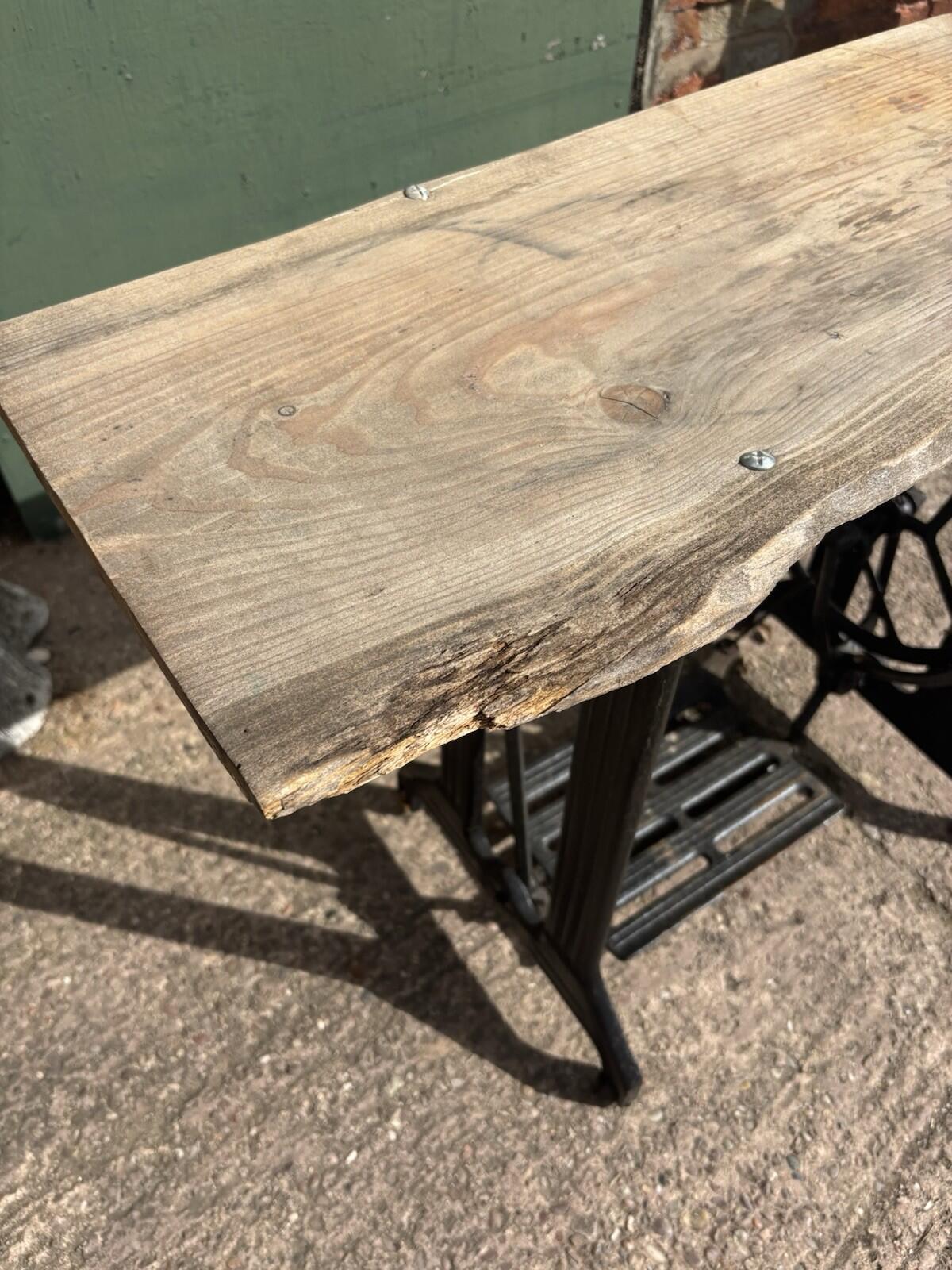 Rustic Table With Metal Base Sewing Machine