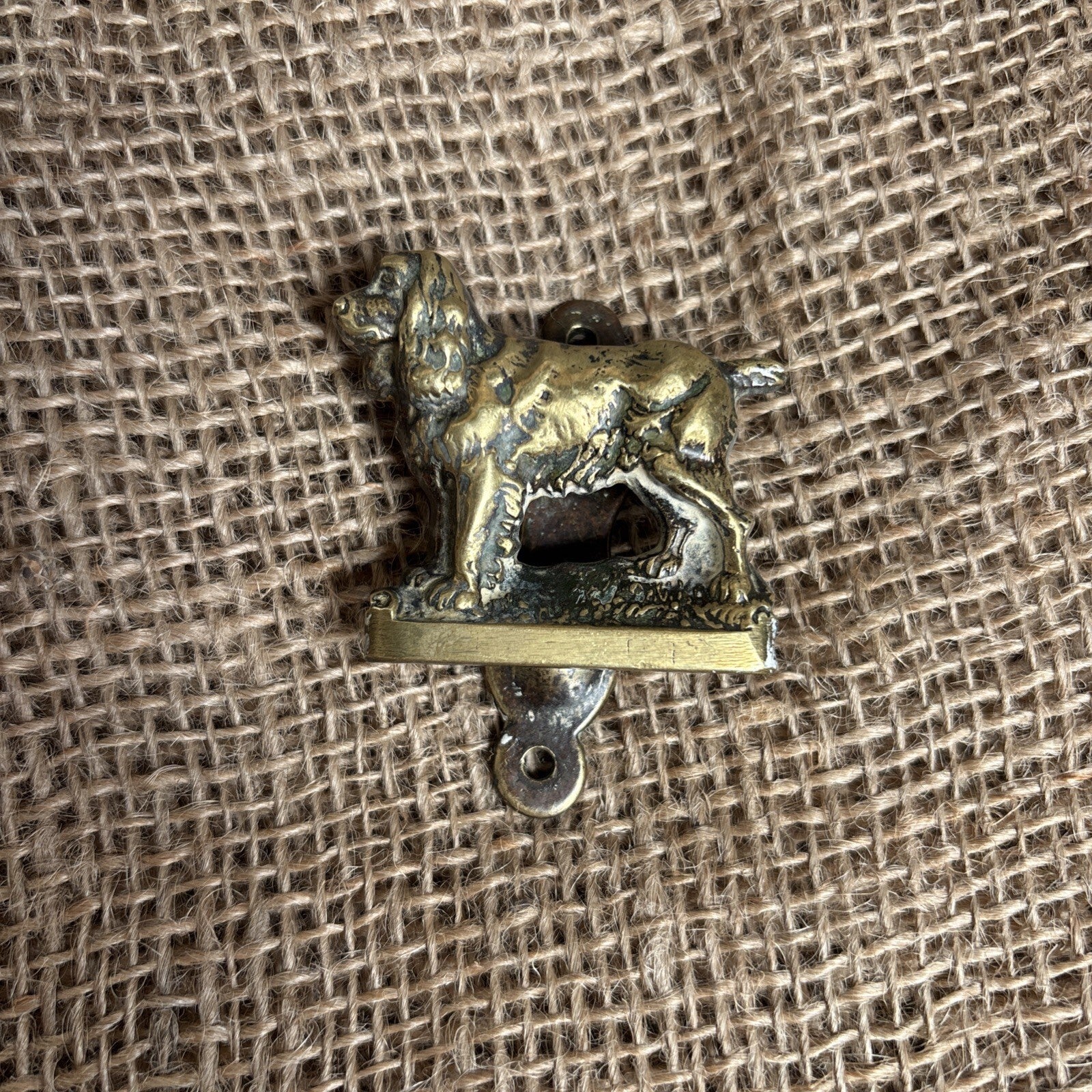 Small Vintage Brass Door Knocker - Spaniel