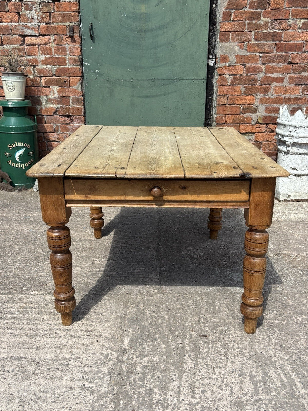 Antique Pine Kitchen Table With Drawer Farmhouse Cottage Rustic