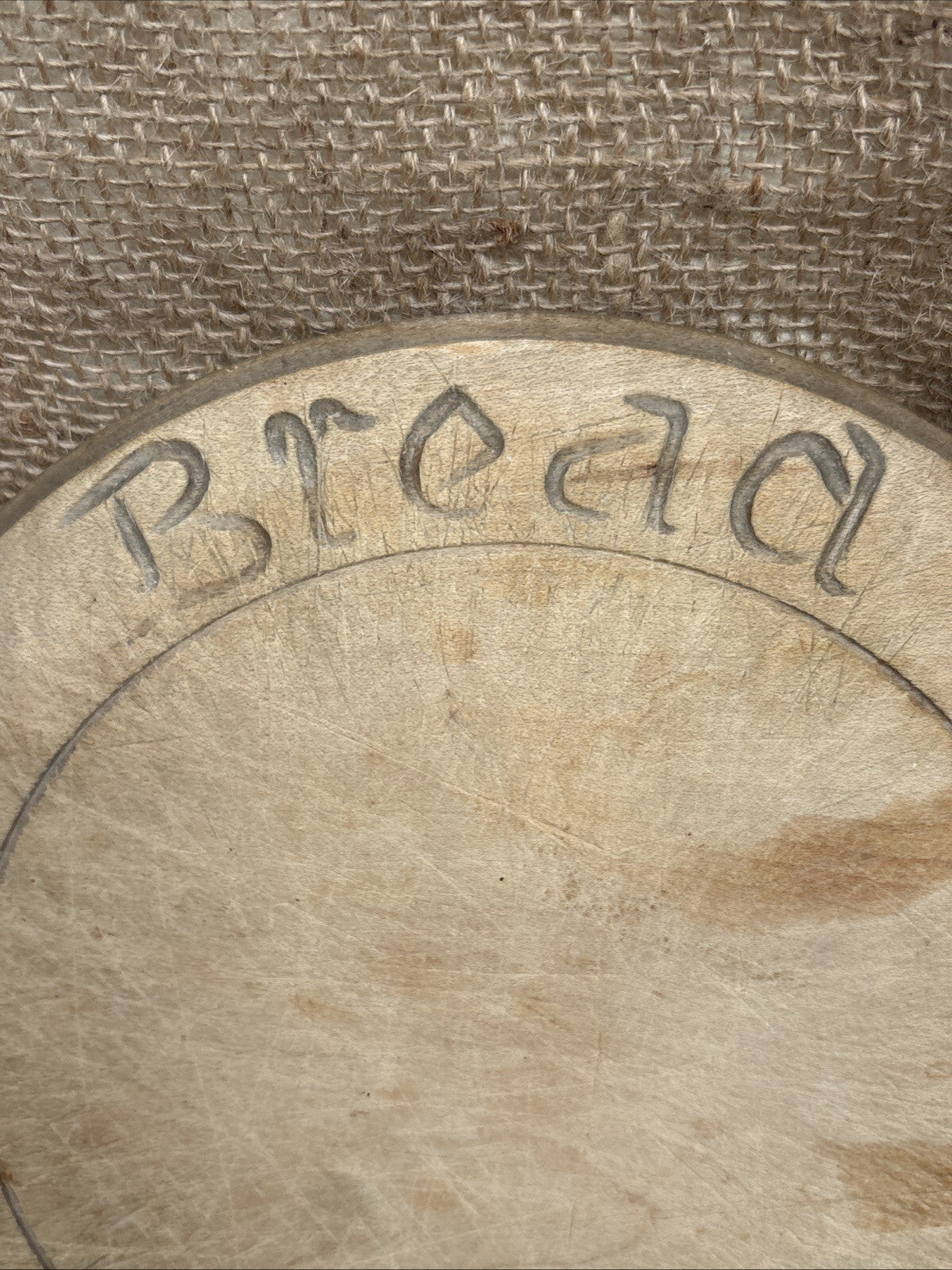 Vintage Carved Round Bread Board - English Kitchenalia - Farmhouse