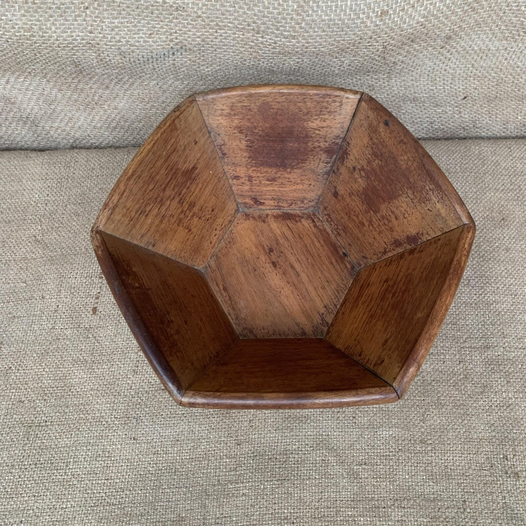 Vintage Hexagon Wooden Bowl - Farmhouse - Cottage