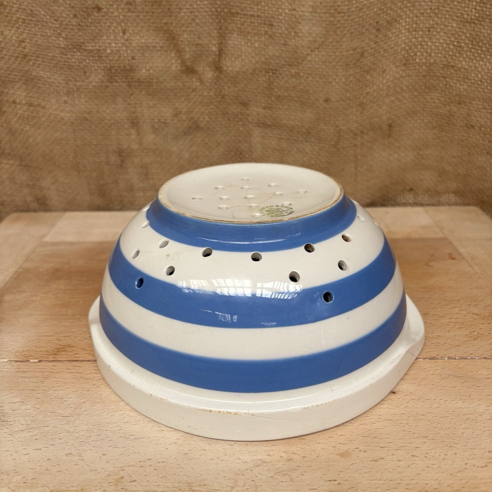 T G Green Cornishware Colander Blue And White - Vintage - Rare