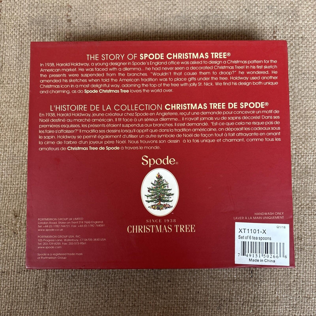 Spode Christmas Tree Teaspoons 6 New In Box