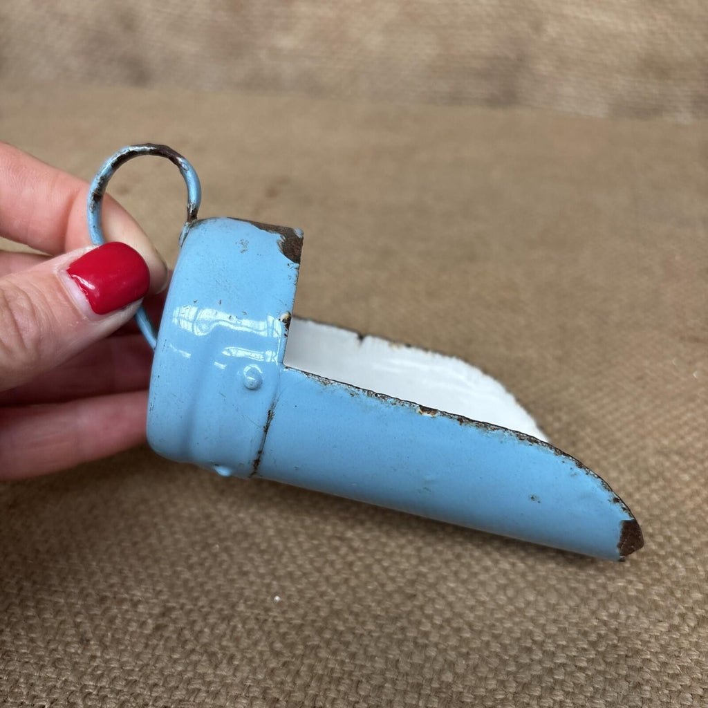 Vintage Small Enamel Scoop - Blue - Antique Kitchenalia - Cottage - Farmhouse