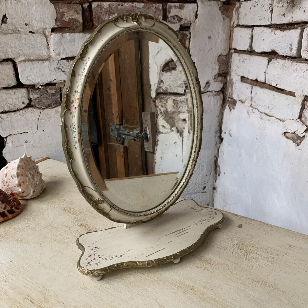 Vintage Mirror - Floral- Free Standing - Dressing Table - Cottage
