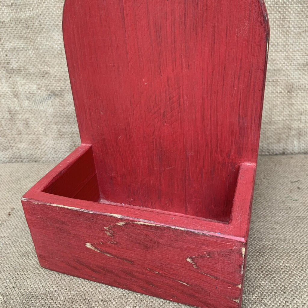 Rustic Wall Box - Worn Red Painted Pine - Farmhouse - Cottage