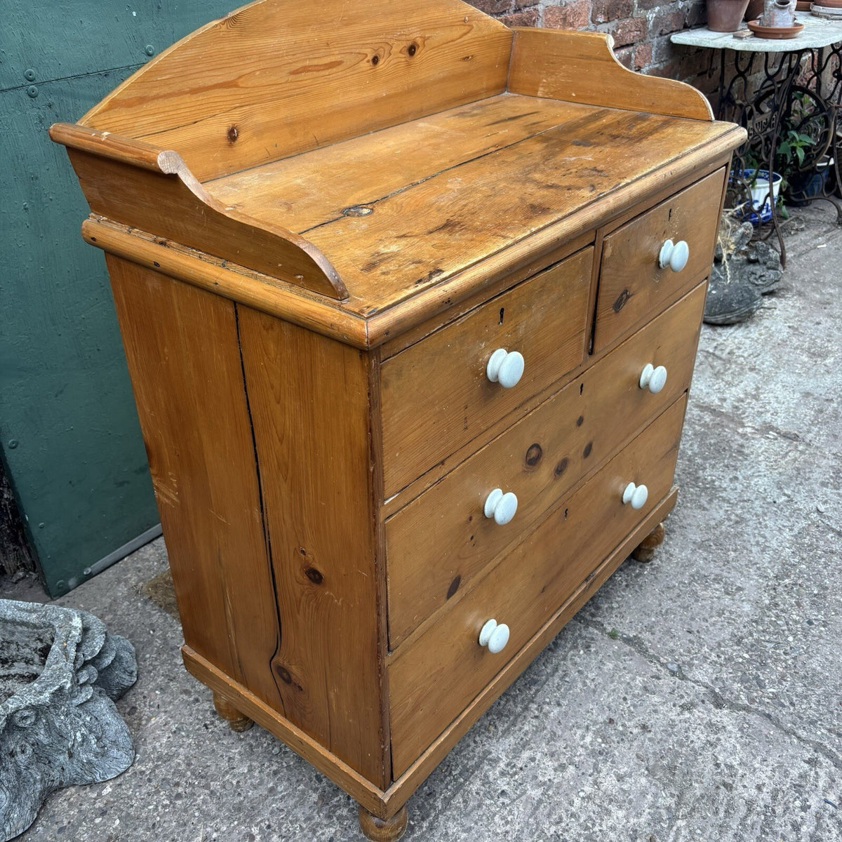 Pine Chest Of Drawers - Victorian - Antique - Cottage - Rustic - Gallery Back
