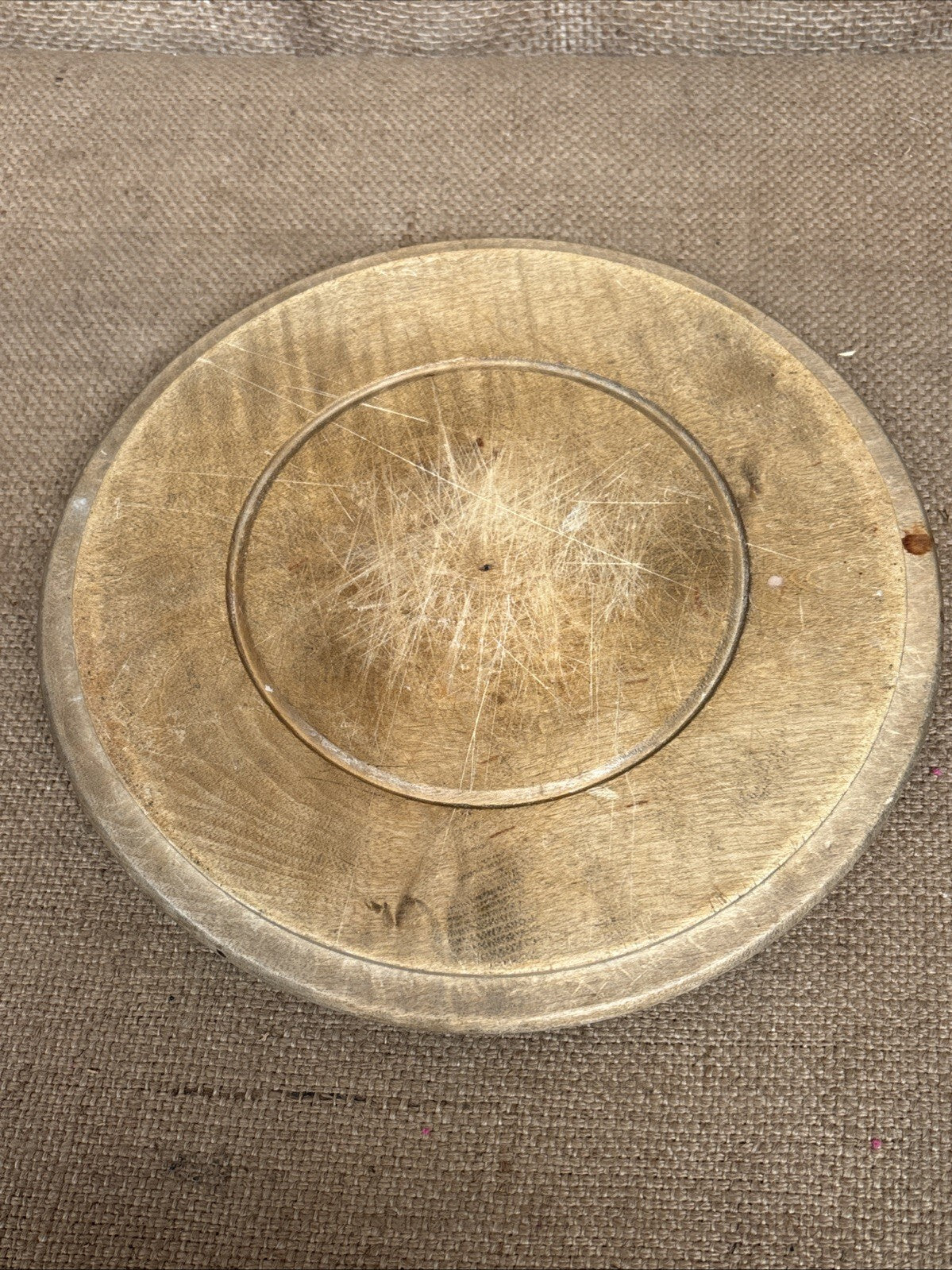 Vintage Carved Round Bread Board - English Kitchenalia - Farmhouse